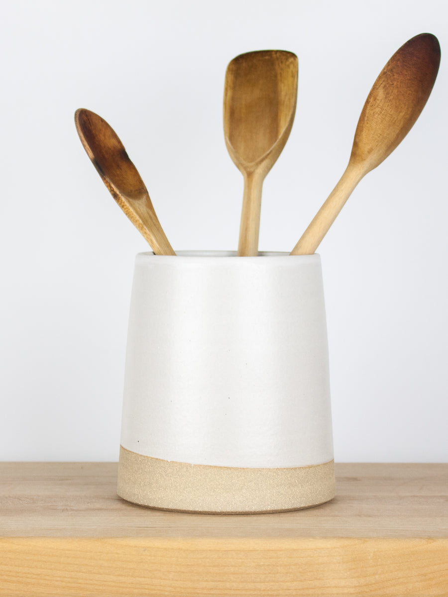 Modern Matte White Utensil Holder + Reviews